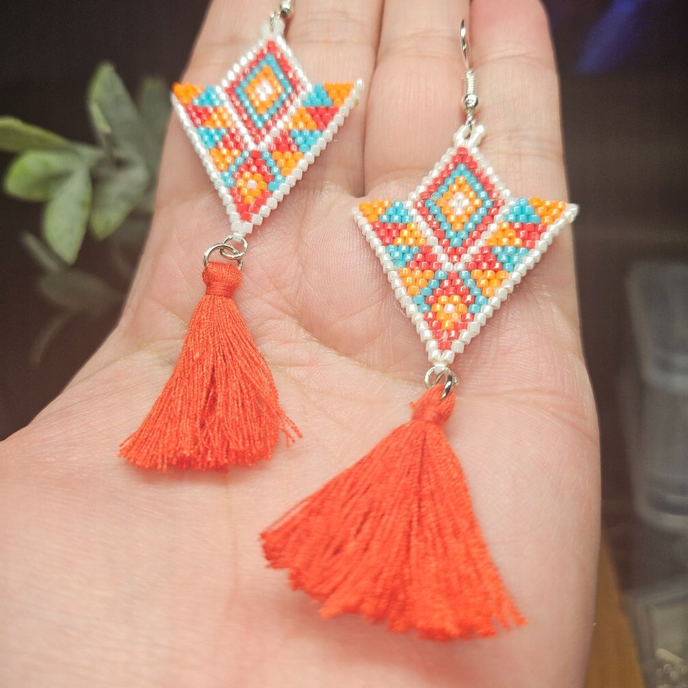 Handmade Southwestern Style Beaded Earrings - Becca - Picture 1 of 5